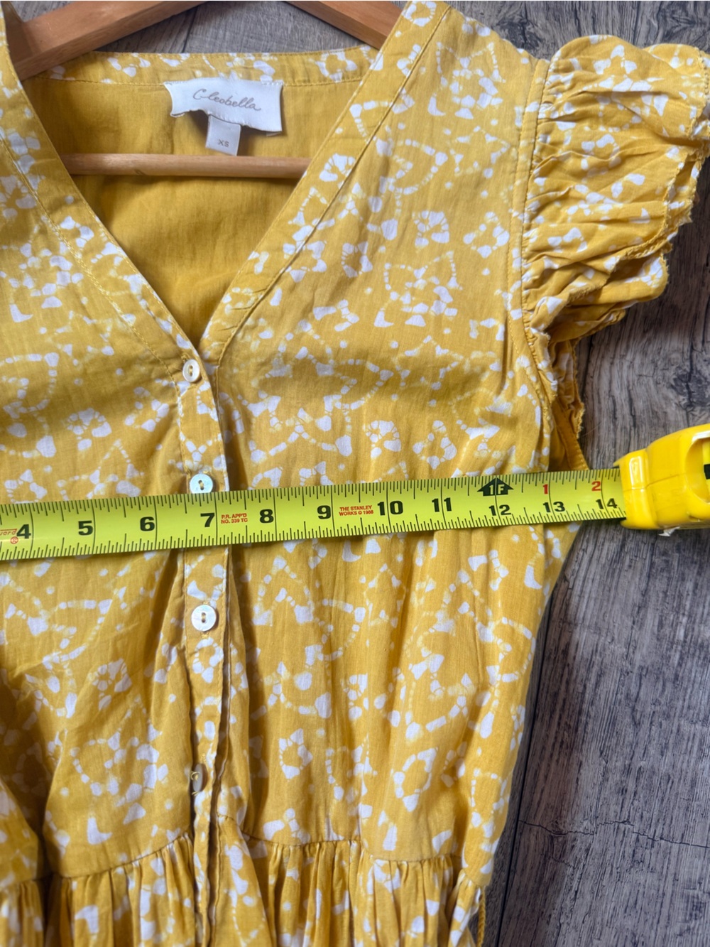 Cleobella Zia Dress XS Mustard Ruffles and Belted - Picture 8 of 8